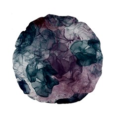 Teal And Purple Alcohol Ink Standard 15  Premium Flano Round Cushions