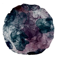 Teal And Purple Alcohol Ink Large 18  Premium Flano Round Cushions