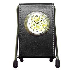 Yellow Flowers Pen Holder Desk Clock