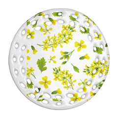 Yellow Flowers Ornament (round Filigree) by designsbymallika