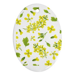 Yellow Flowers Oval Ornament (two Sides)