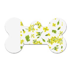 Yellow Flowers Dog Tag Bone (one Side) by designsbymallika