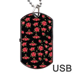 Red Roses Dog Tag Usb Flash (one Side) by designsbymallika