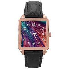 Metallic rainbow Rose Gold Leather Watch 