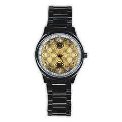 Black And Gold Stainless Steel Round Watch