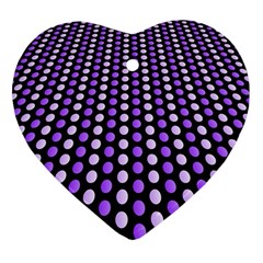 Purple And Pink Dots Pattern, Black Background Heart Ornament (two Sides)