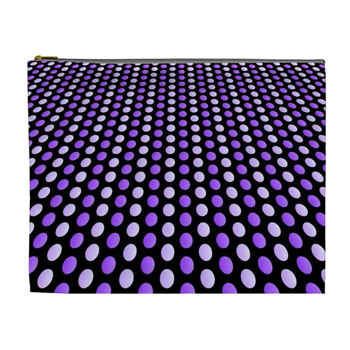 Purple and Pink Dots Pattern, black background Cosmetic Bag (XL)