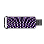 Purple and Pink Dots Pattern, black background Portable USB Flash (Two Sides) Back