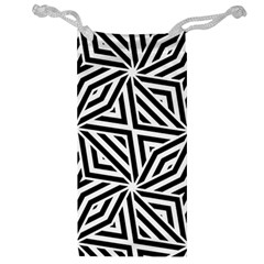 Black And White Abstract Lines, Geometric Pattern Jewelry Bag by Casemiro