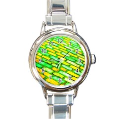 Diagonal Street Cobbles Round Italian Charm Watch by essentialimage