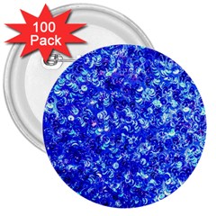 Blue Sequin Dreams 3  Buttons (100 Pack) 