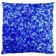 Blue Sequin Dreams Large Cushion Case (two Sides) by essentialimage