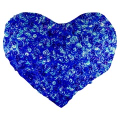 Blue Sequin Dreams Large 19  Premium Flano Heart Shape Cushions by essentialimage