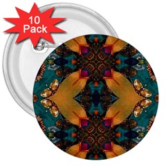 Teal And Orange 3  Buttons (10 Pack)  by Dazzleway