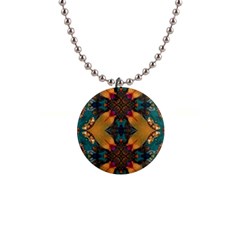 Teal And Orange 1  Button Necklace by Dazzleway