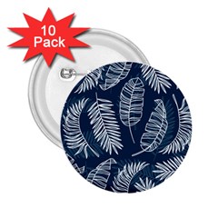 Blue Leaves 2 25  Buttons (10 Pack)  by goljakoff