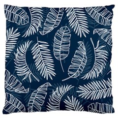 Blue Leaves Large Flano Cushion Case (two Sides) by goljakoff