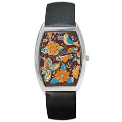 Butterfly And Flowers Barrel Style Metal Watch by goljakoff