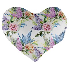 Flowers Large 19  Premium Heart Shape Cushions by goljakoff