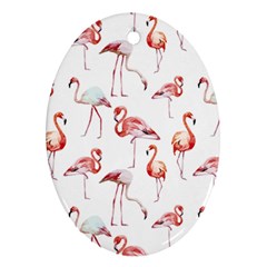 Rose Flamingos Oval Ornament (two Sides)