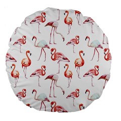 Rose Flamingos Large 18  Premium Flano Round Cushions by goljakoff
