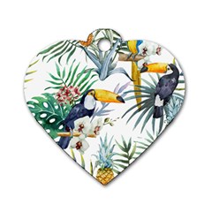 Tropical flowers Dog Tag Heart (Two Sides)