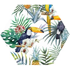 Tropical flowers Wooden Puzzle Hexagon