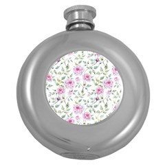 Rose flowers Round Hip Flask (5 oz)