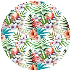 Tropical Flamingo Wooden Puzzle Round by goljakoff