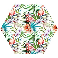 Tropical Flamingo Wooden Puzzle Hexagon by goljakoff