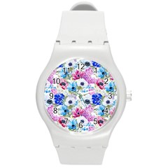 Purple Flowers Round Plastic Sport Watch (m) by goljakoff