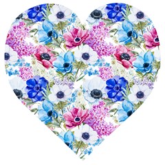 Purple Flowers Wooden Puzzle Heart by goljakoff