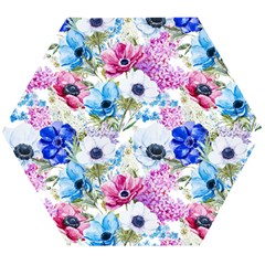 Purple Flowers Wooden Puzzle Hexagon by goljakoff