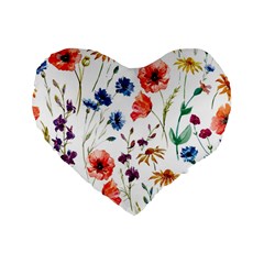 Flowers Standard 16  Premium Flano Heart Shape Cushions by goljakoff