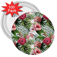 Tropical Flowers 3  Buttons (100 Pack)  by goljakoff