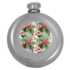 Tropical Flowers Round Hip Flask (5 Oz) by goljakoff