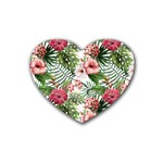 Tropical flowers Rubber Coaster (Heart)  Front