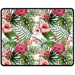 Tropical Flowers Fleece Blanket (medium)  by goljakoff