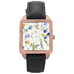 Summer Flowers Rose Gold Leather Watch  by goljakoff