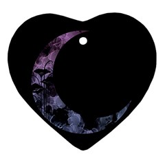 Floral Pink And Purple Moon Ornament (heart) by Dazzleway