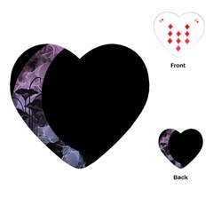 Floral Pink And Purple Moon Playing Cards Single Design (heart)