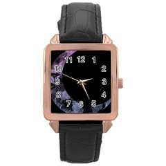 Floral Pink And Purple Moon Rose Gold Leather Watch 