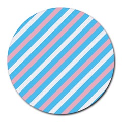 Transgender Pride Diagonal Stripes Pattern Round Mousepads by VernenInk