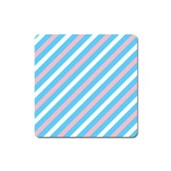 Transgender Pride Diagonal Stripes Pattern Square Magnet by VernenInk