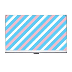 Transgender Pride Diagonal Stripes Pattern Business Card Holder by VernenInk