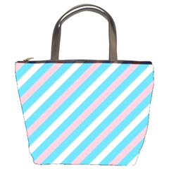 Transgender Pride Diagonal Stripes Pattern Bucket Bag by VernenInk