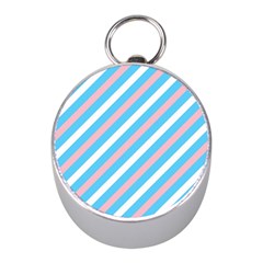 Transgender Pride Diagonal Stripes Pattern Mini Silver Compasses by VernenInk