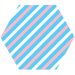 Transgender Pride Diagonal Stripes Pattern Wooden Puzzle Hexagon by VernenInk