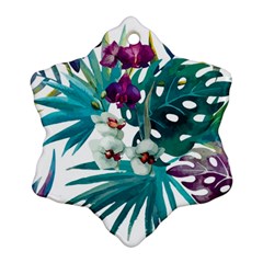 Tropical Flowers Snowflake Ornament (two Sides) by goljakoff