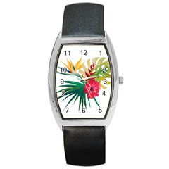 Tropical Flowers Barrel Style Metal Watch by goljakoff